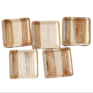 5 Đế lót ly 9 x 1cm hình vuông hình tròn chất liệu gỗ tự nhiên bền đẹp