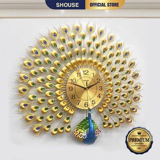 Đồng Hồ Treo Tường Con Chim Công Vàng Khổng Tước Shouse A25 kim trôi đẹp treo quà tặng tân gia nhà mới ý nghĩa