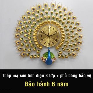 Đồng Hồ Treo Tường Con Chim Công Vàng Khổng Tước Shouse A25 kim trôi đẹp treo quà tặng tân gia nhà mới ý nghĩa