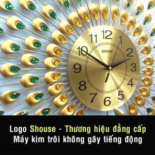 Đồng Hồ Treo Tường Con Chim Công Vàng Khổng Tước Shouse A25 kim trôi đẹp treo quà tặng tân gia nhà mới ý nghĩa