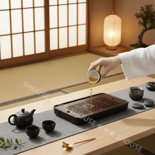 Khay Trà nhựa giả gỗ đựng trà nước ấm chén tách bình trà đẹp màu trắc đỏ cao cấp