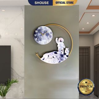 Đồng hồ treo tường trang trí nghệ thuật EA01 kim trôi không gây tiếng động decor cho phòng khách