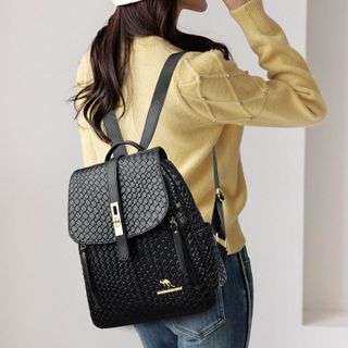 Ba lô đi học, balo đi chơi da vân cá khóa xoay 2 ngăn K706