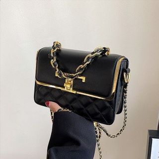 Túi xách nữ kẹp nách đeo chéo da gạo khoá T viền vàng cao cấp K489