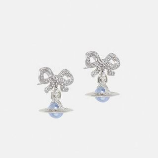 HOA TAI VÀ DÂY CHUYỀN SIÊU CẤP VIVIENN MẶT NƠ ĐÁ FULLBOX TÚI