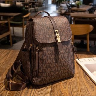 Ba lô đi học, ba lô đi chơi da họa tiết in chữ, hoa lá 2 ngăn K707