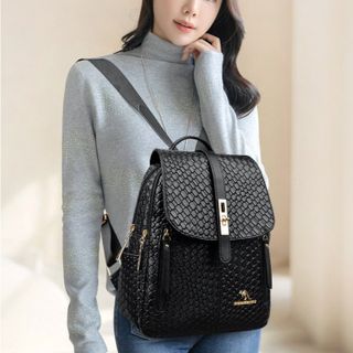 Ba lô đi học, ba lô đi chơi da vân cá khóa xoay 2 ngăn K706