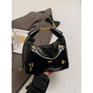 Túi xách nữ kẹp nách đeo chéo, xách tay da bóng nhăn đính cham đồng K691