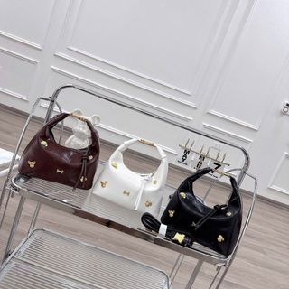 Túi xách nữ kẹp nách đeo chéo, xách tay da bóng nhăn đính cham đồng K691