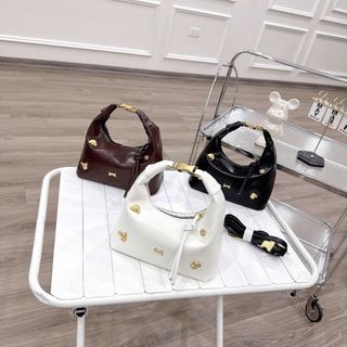 Túi xách nữ kẹp nách đeo chéo, xách tay da bóng nhăn đính cham đồng K691