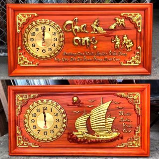 (Mã SRMA9769 giảm 50% đơn 0Đ) Tranh đồng hồ treo tường, Tranh gỗ treo tường   KT41x81x3cm - Hàng Cao Cấp Gỗ Hương đỏ