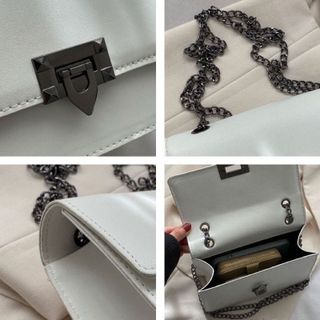 Túi xách nữ kẹp nách đeo chéo khoá gập đen dây đeo xích đen K431