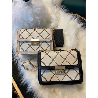 Túi xách nữ kẹp nách đeo chéo thêu trám khóa miu 2 đáy K20