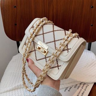 Túi xách nữ kẹp nách đeo chéo thêu trám khóa miu 2 đáy K20