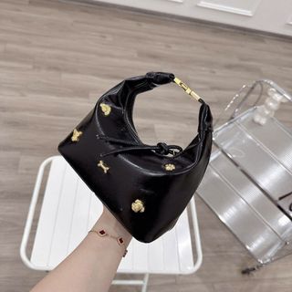 Túi xách nữ, túi đeo chéo, xách tay da bóng nhăn đính cham đồng K691