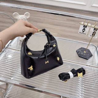 Túi xách nữ, túi đeo chéo, xách tay da bóng nhăn đính cham đồng K691