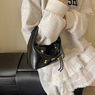 Túi xách nữ, túi đeo chéo, xách tay da bóng nhăn đính cham đồng K691