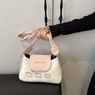 Túi xách nữ kẹp nách, đeo vai da PU nhung lỳ họa tiết dễ thương, quai xoắn K751