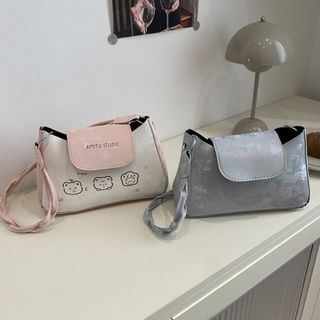 Túi xách nữ kẹp nách, đeo vai da PU nhung lỳ họa tiết dễ thương, quai xoắn K751