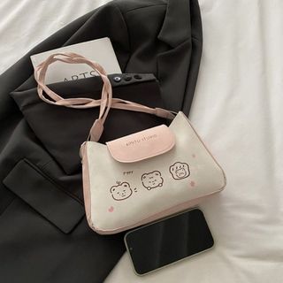 Túi xách nữ kẹp nách, đeo vai da PU nhung lỳ họa tiết dễ thương, quai xoắn K751