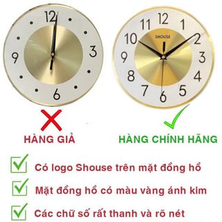 Đồng Hồ Trang Trí Treo Tường Shouse DC226 Trang Trí Decor Nghệ Thuật kim trôi hình hoa vàng chính hãng Shouse