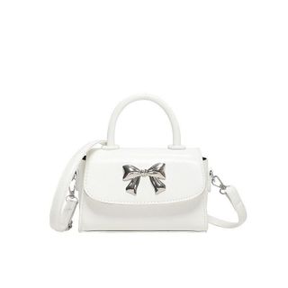 Túi xách nữ kẹp nách đeo chéo 1 quai da nhăn bóng đính nơ bạc K442