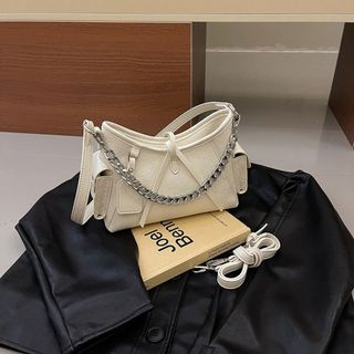 Túi xách nữ kẹp nách đeo chéo dáng thuyền độc đáo da nhăn dày dặn lót nhung qc 2 dây đeo K744