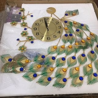 Đồng Hồ Treo Tường Con Chim Công Khổng Tước xanh Shouse A68 Trang Trí hiện đại kim trôi