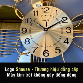 Đồng hồ treo tường Shouse A208 trang trí nghệ thuật kim trôi không gây tiếng động sang trọng hiện đại