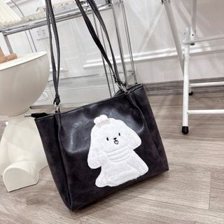 Túi xách nữ kẹp nách công sở họa da PU trơn thêu hình cún dễ thương K777