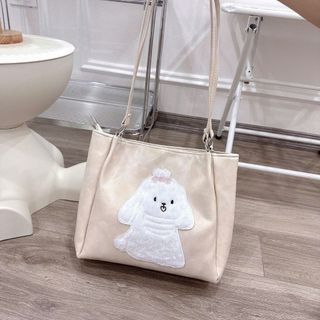 Túi xách nữ kẹp nách công sở họa da PU trơn thêu hình cún dễ thương K777