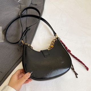 Túi xách nữ kẹp nách đeo chéo dáng thuyền da nhăn bóng tặng kèm champ dây K643