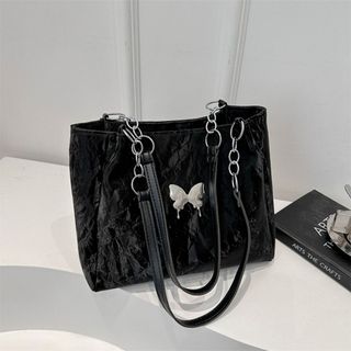 Túi xách nữ kẹp nách đeo chéo công sở da nhung mềm mịn gắn mác bươm bạc K589