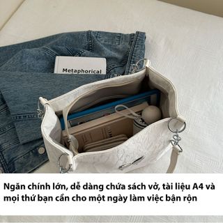 Túi xách nữ kẹp nách đeo chéo công sở da nhung mềm mịn gắn mác bươm bạc K589