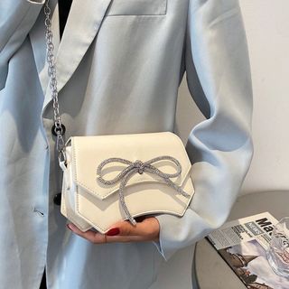 Túi xách nữ kẹp nách đeo chéo nơ kim tuyến dây đeo bạc sz20 K74