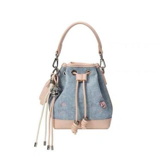 Túi xách nữ, đeo chéo đeo vai dáng chậu dây rút da in 2 dây tặng kèm móc treo cún dễ thương K739