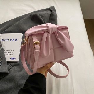 Túi xách nữ kẹp nách đeo chéo phối nơ da trơn trần chỉ K577