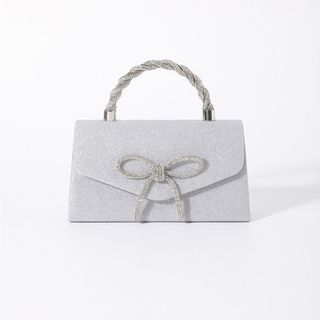 Túi xách nữ, túi đeo chéo da kim tuyến đính nơ quai xách tròn cứng K668