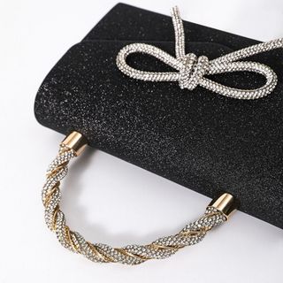 Túi xách nữ, túi đeo chéo da kim tuyến đính nơ quai xách tròn cứng K668