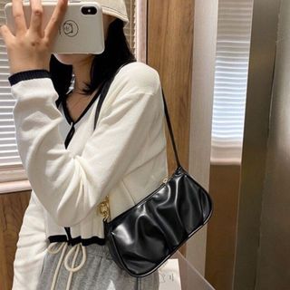 Túi xách nữ kẹp nách đeo chéo da PU xích may rúm thời trang cá tính K50