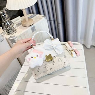 Túi xách nữ kẹp nách đeo chéo đeo vai khóa mèo đính nơ tặng kèm sao bông K770