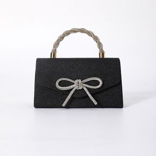 Túi xách nữ kẹp nách đeo chéo da kim tuyến đính nơ quai xách tròn cứng K668