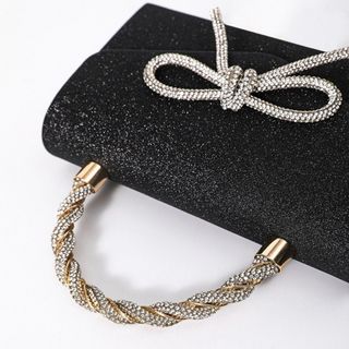 Túi xách nữ kẹp nách đeo chéo da kim tuyến đính nơ quai xách tròn cứng K668