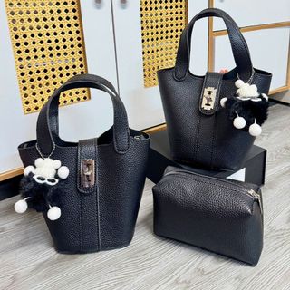 [Tặng kèm móc khóa] Túi xách nữ, đeo chéo đeo vai bộ 2 túi dáng làn khóa xoay và túi ví chữ nhật K736