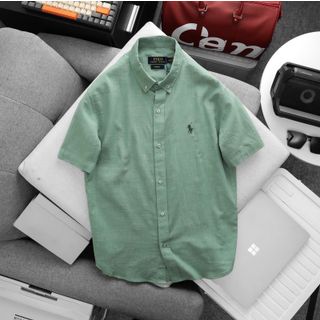 Sơmi Ngắn Tay nam. Chất liệu vải lenin mịn vừa chính phẩm xịn, logo thêu.