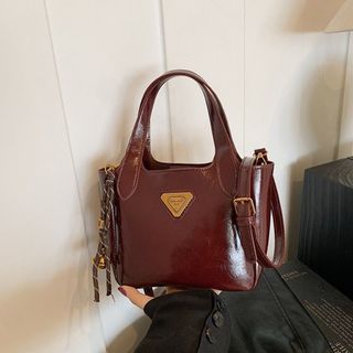 Túi xách nữ, túi đeo chéo bộ đôi da nhăn bóng tặng kèm móc treo dây chuông K662