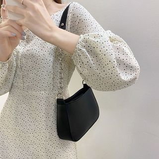 Túi kẹp nách dây da phối xích kèm dây đeo chéo, có ngăn con sz22x15x7cm K52