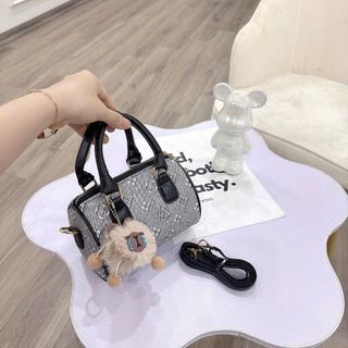 [Tặng móc khóa gấu khóc] Túi xách nữ, đeo chéo đeo vai hai quai họa tiết tặng gấu treo K726