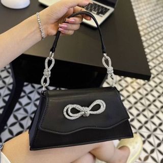 Túi xách nữ kẹp nách đeo chéo da trơn kèm nơ đính đá K451