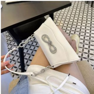 Túi xách nữ kẹp nách đeo chéo da trơn kèm nơ đính đá K451